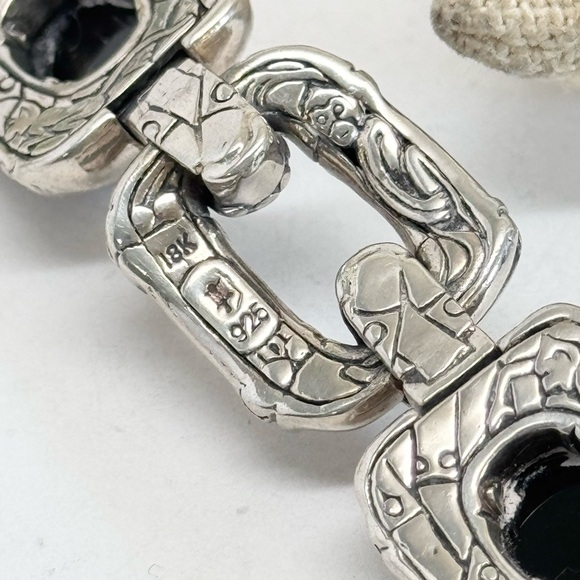 John Hardy Bamboo Link Black Onyx Bracelet .925/18K Gold - Picture 8 of 10